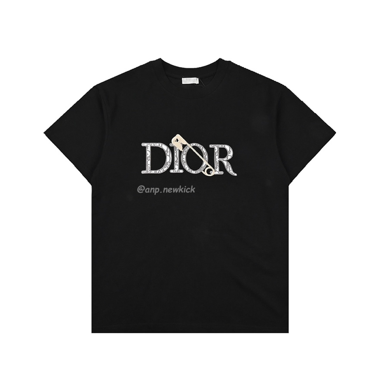 Dior Classic Letter Pin Embroidered Round Neck Short Sleeved T Shirt (1) - newkick.vip